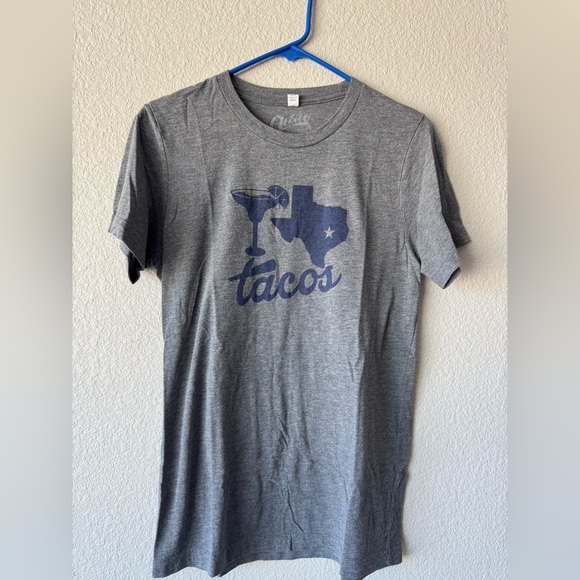 Women’s Gusto Graphic Print T-Shirt Gray Blue Size Small Margaritas TEXAS Tacos - Picture 9 of 9